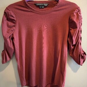 Veronica Beard Waldorf Ruched Sleeve T shirt size small